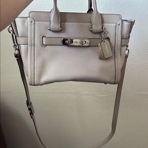 Coach Pebbled Leather Shoulder Bag - Cream